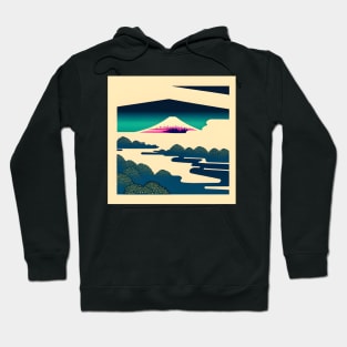 Mount Fuji surrounded by trees and river. Hoodie